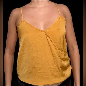 Mustard Yellow Satin Cami Tank Top - Women's